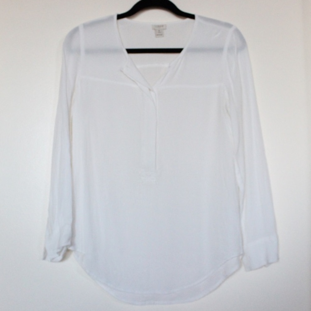 JCrew Factory White Henley Blouse